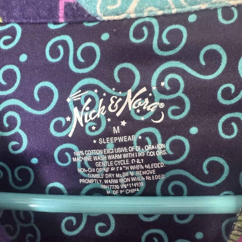 Nick & Nora Christmas Tree Gown Purple Sleep Shirt Flannel‎ Size Medium